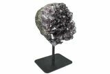 Amethyst Crystal Cluster Metal Stand - Deep Purple Crystals #171777-3